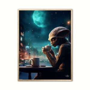 Plakat med Alien med kaffe Nr. 1 30 x 40 cm