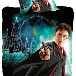 Sengetøj 140x200 cm - Harry Potter - Selvlysende sort sengetøj - 2 i 1 - Sengetøj børn i 100% bomuld