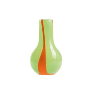 Flow vase mini, Green/Orange Stripes - H15 cm.