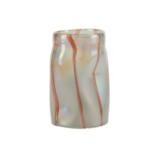 Glas vase med striber, Hvid/Orange - H19 cm