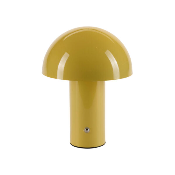 Glossy Mushroom LED bordlampe, gul - H21,5 cm.