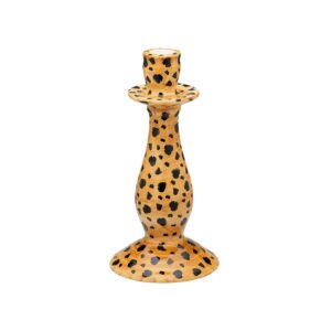 Leopard lysestage, brun - H24 cm.