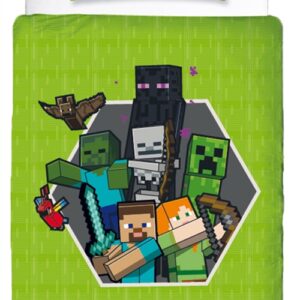 Minecraft sengetøj - 150x210 cm - Sengetøj med 2 i 1 design - 100% bomulds sengetøj