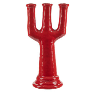 Skulpture trearmet lysestage, tomato red - H38,5 cm