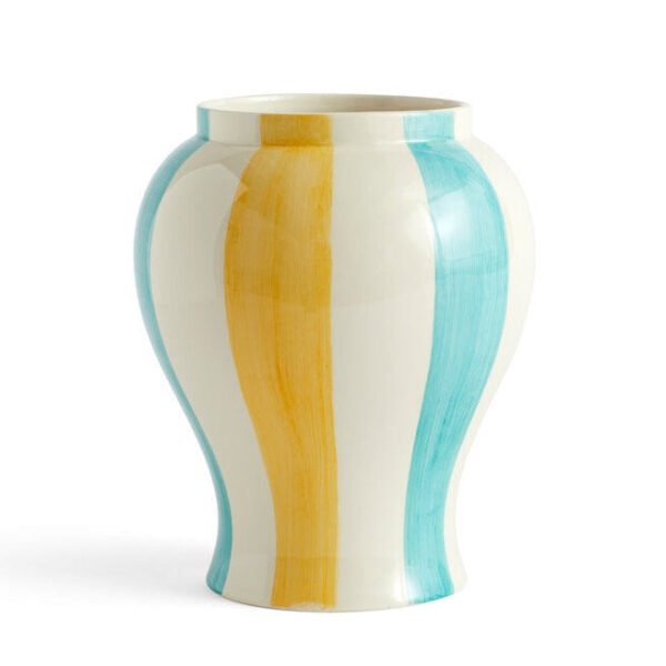 Sobremesa Stripe vase L - grøn/gul