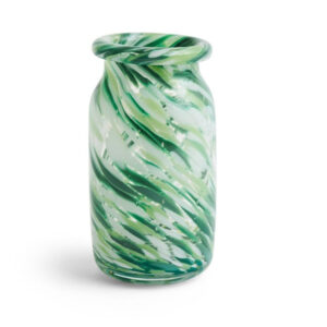 Splash Roll Neck vase, Green Swirl - Small