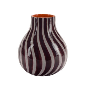 Stribet vase swirl, bordeaux/rosa/orange - H19,5 cm