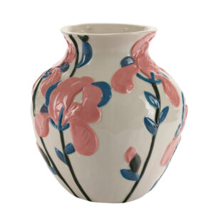 Vase med blomster, hvid/pink/blå - H24,5 cm