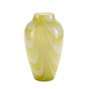 Vase med brede striber, gul - H35 cm.