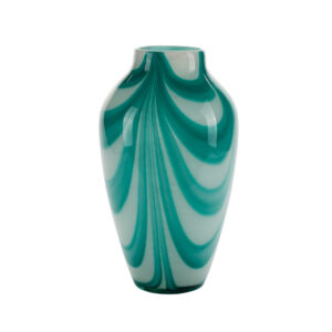 Vase med brede striber, turkis - H35 cm.