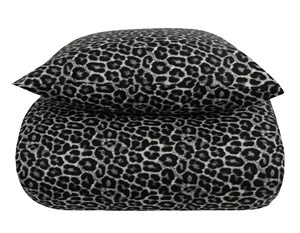 Leopard sengetøj 140x220 cm - Mønstret sengesæt - Sort sengetøj - 100% Bomuld - Borg Living