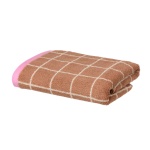 Checked håndklæde - brun/ivory/pink
