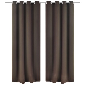 2 stk Brun Blackout Gardiner med Metal Ringe 135 x 245 cm