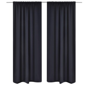 2 stk Sort Blackout Gardiner 135 x 245 cm