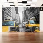 ARTGEIST Fototapet med motiv af New York taxi og byliv - sort-hvid og gul (flere størrelser) 100x70