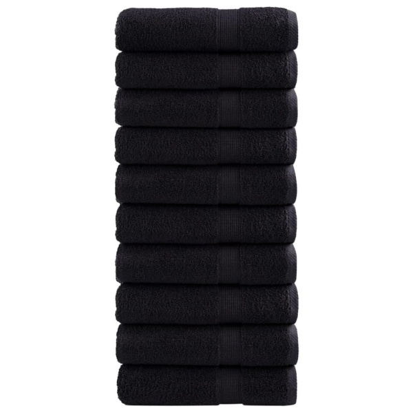 Badehåndklæder 10 stk. Premium 70x140 cm 100 % bomuld sort