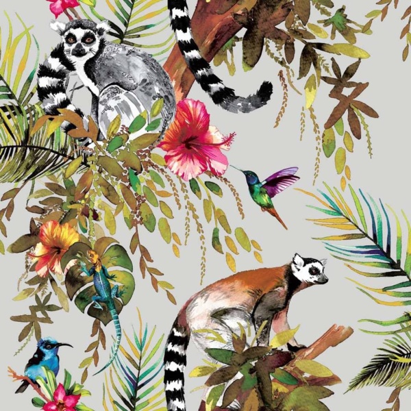 DUTCH WALLCOVERINGS tapet lemur sølvfarvet