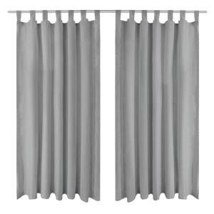 Gardiner i mikro-satin 2 stk. med løkker 140 x 175 cm grå