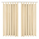 Gardiner i mikro-satin 2 stk. med løkker 140 x 245 cm beige