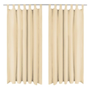 Gardiner i mikro-satin 2 stk. med løkker 140 x 245 cm beige
