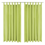 Gardiner i mikro-satin 2 stk. med løkker 140 x 245 cm grøn