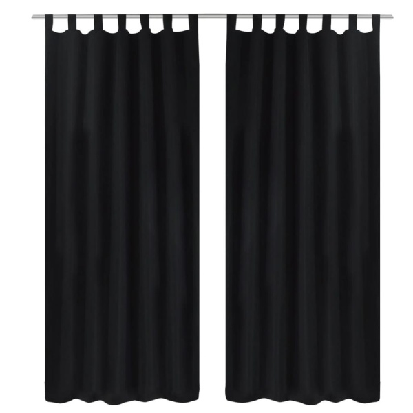 Gardiner i mikro-satin med løkker 2 stk. 140 x 225 cm sort