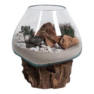 HOUSE NORDIC San Marino Vanddråbe skulptur - glas/natur træ (H:20)