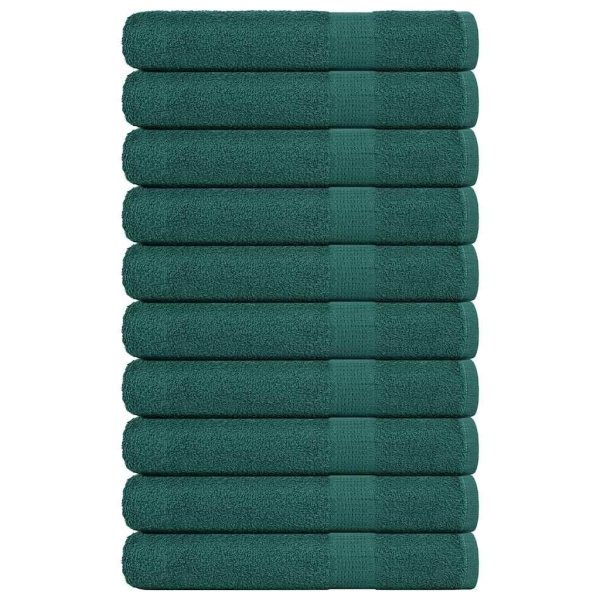 Håndklæder 10 stk. 100x200 cm 360 g/m2 100 % bomuld grøn