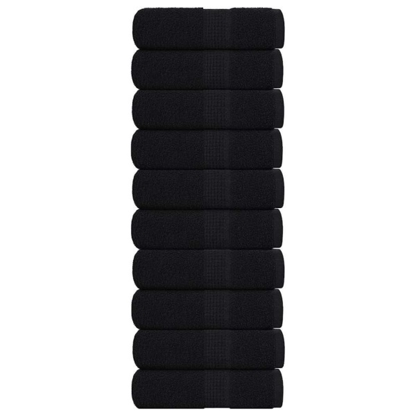 Håndklæder 10 stk. 30x30 cm 360 g/m2 100 % bomuld sort