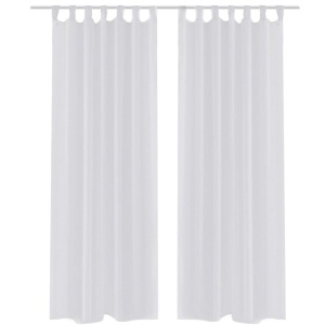 Hvidt gardin i tyndt stof 140 x 225 cm, 2 stk