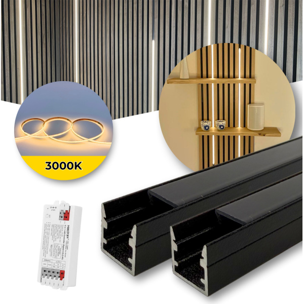 LED til Akustikpanel - 3000K - 2x120cm - Inkl. Controller & Profil