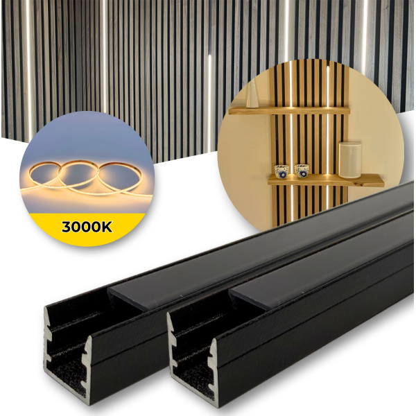 LED til Akustikpanel - 3000K - 2x120cm - Inkl. Profil