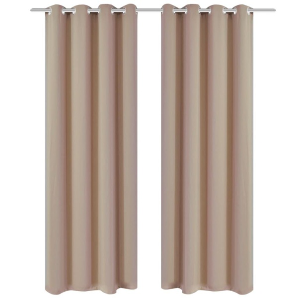 Lysdæmpende gardiner 2 stk. med metalsnøreringe 135x175 cm cremefarvet