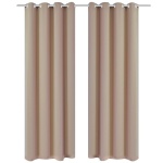 Lysdæmpende gardiner med metalringe 2 stk. creme 135 x 245 cm