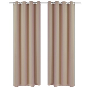 Lysdæmpende gardiner med metalringe 2 stk. creme 135 x 245 cm