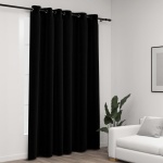 Mørklægningsgardin m. øjer 290x245 cm hør-look sort