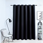 Mørklægningsgardin med metalringe 290 x 245 cm sort