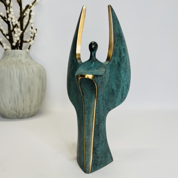 Stor engel - skulptur i ægte bronze