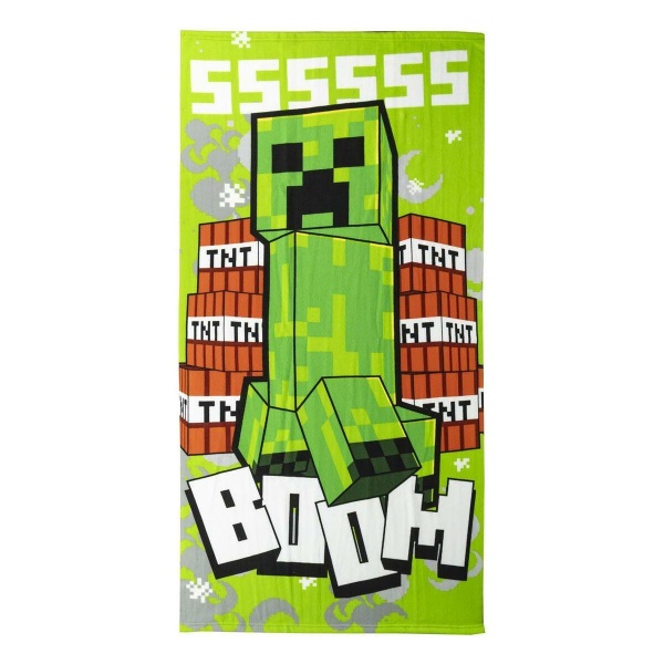 Strandhåndklæde Minecraft Grøn 100 % polyester 70 x 140 cm