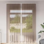 Voile-gardiner med løkker 2 stk. 140x260 cm lysebrun