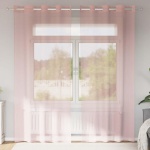 Voile-gardiner med øskner 2 stk. 140x225 cm lyserød