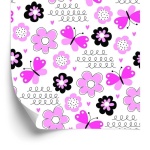 Tapet - For børn i hjerte sommerfugle blomster